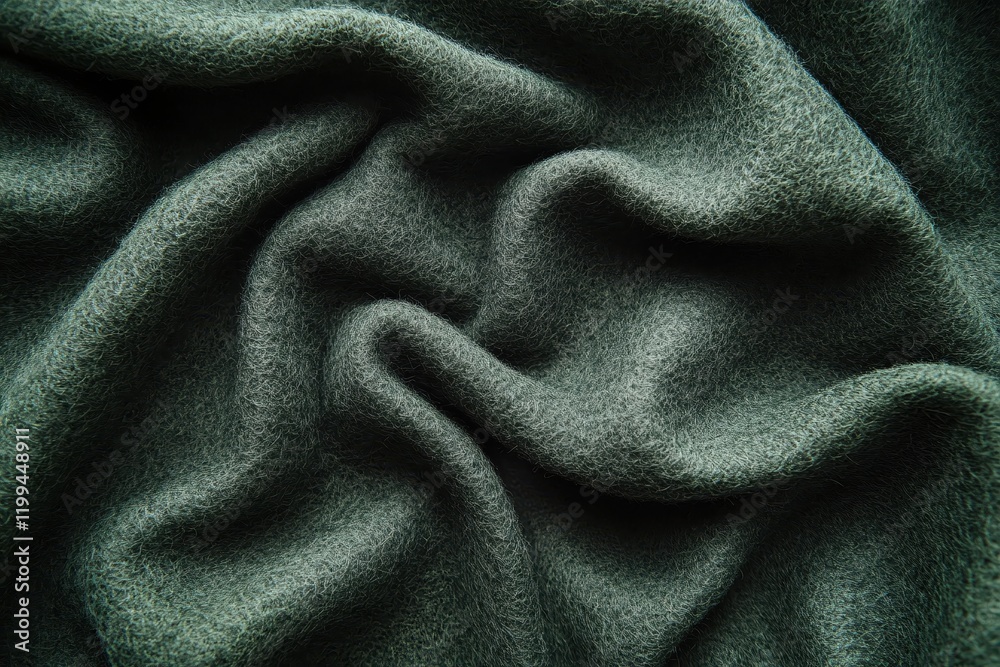 Fototapeta premium Luxurious Dark Green Wool Fabric Draped Soft Texture Background
