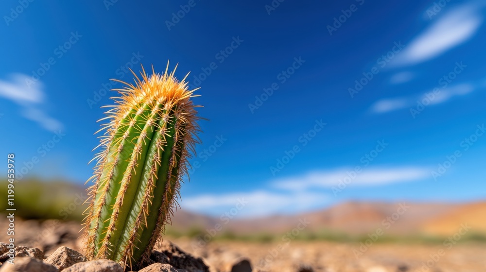 Cactus reaching for the sun in a vast desert landscape Cactus reaching for the sun in a vast desert landscape