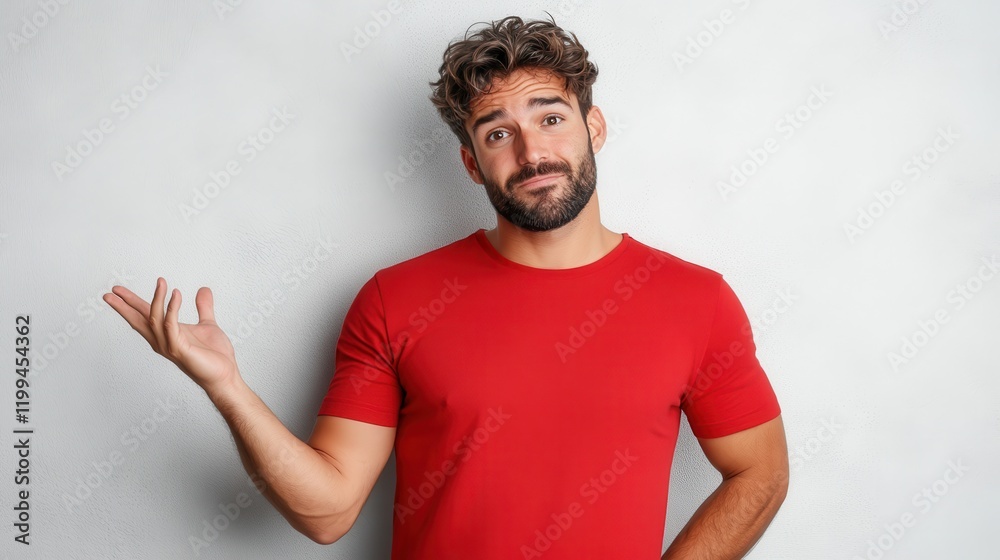 Grumpy young man showing discontent with hand gesture against gray background Grumpy young man showing discontent with hand gesture against gray background