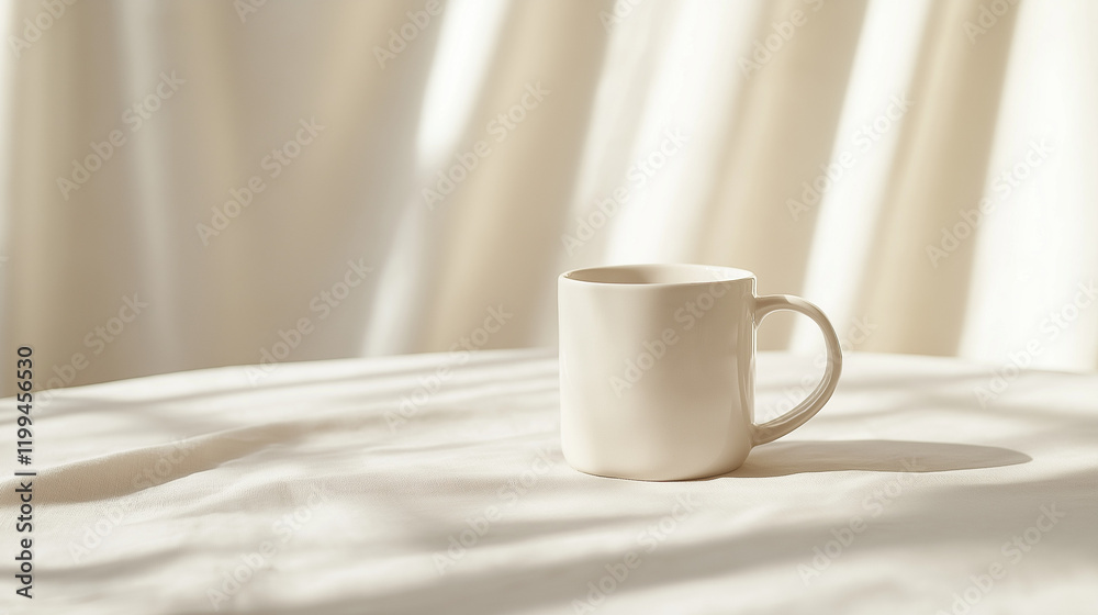 Timeless Simplicity: White Mug on Minimalist Table Timeless Simplicity: White Mug on Minimalist Table