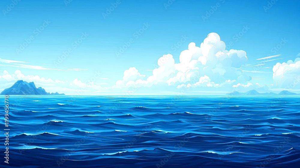Obraz premium Ocean Serenity: A Stunning Seascape of Blue Waters Under a Summer Sky