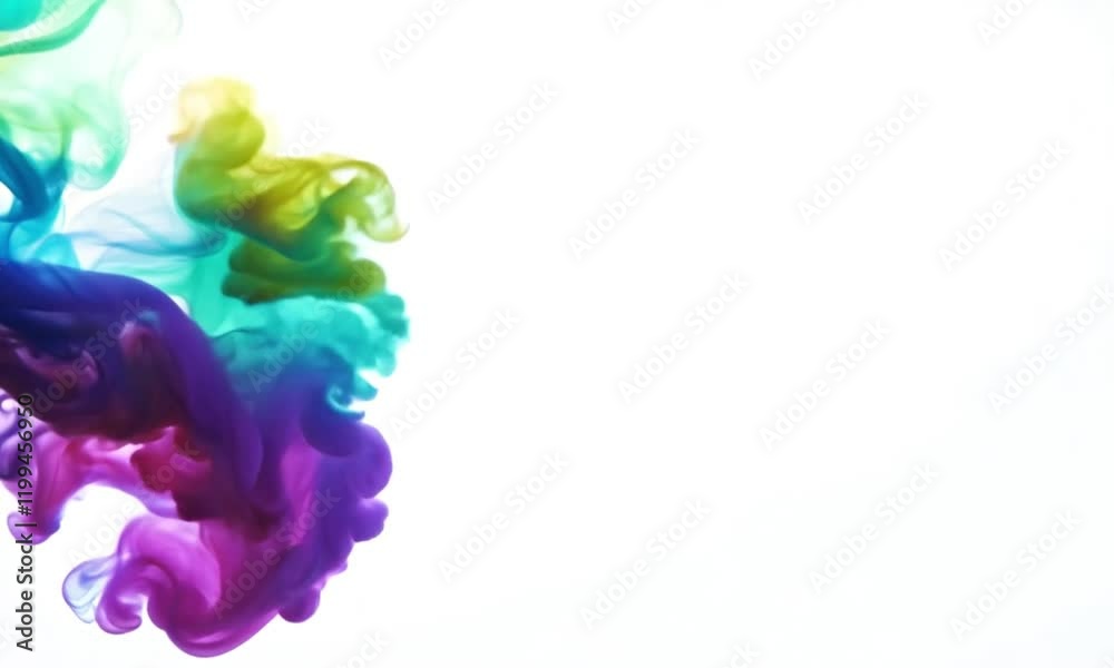 Static Shot of Rainbow Smoke Emerging from the Left on a White Background Static Shot of Rainbow Smoke Emerging from the Left on a White Background