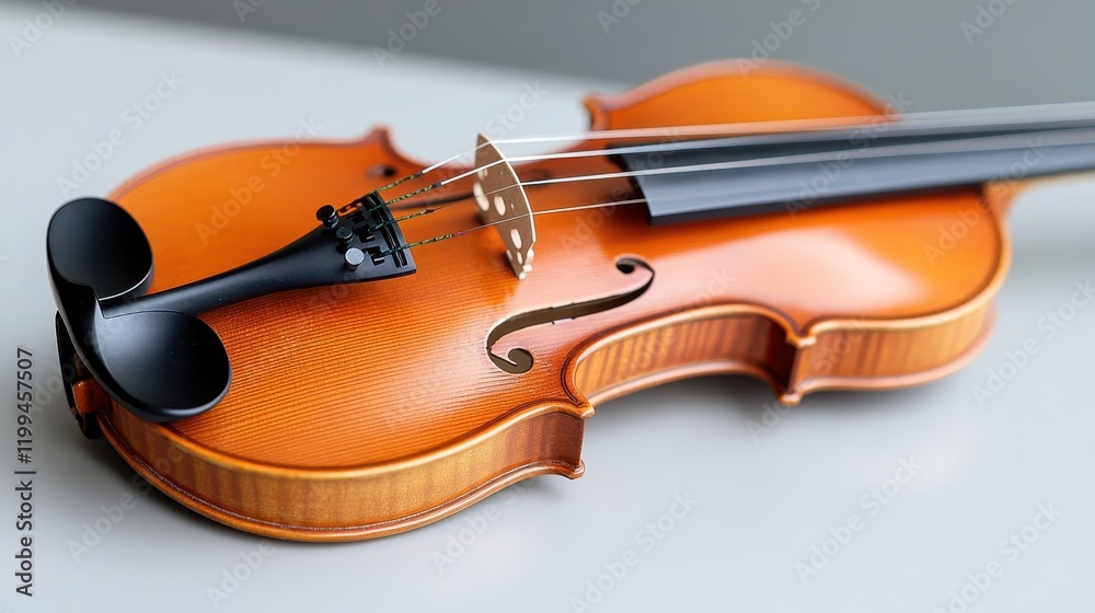 Fototapeta premium Elegant violin resting on a surface, inviting melodies during practice