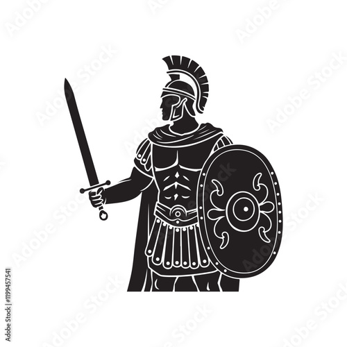 gladiators soldier spartan warrior cartoon character with helmet logo icon silhouette vector art flat design illustrations