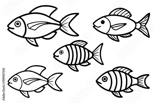 Fish Line Art Vector Bundle