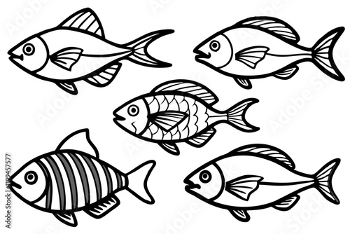 Fish Line Art Vector Bundle