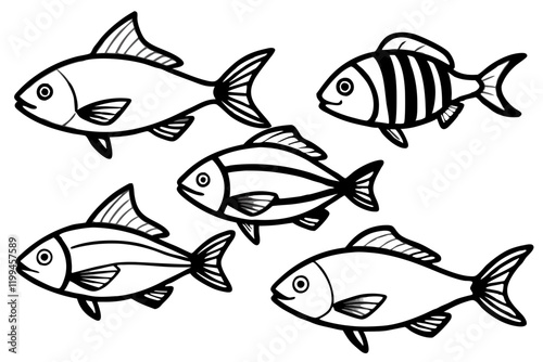 Fish Line Art Vector Bundle
