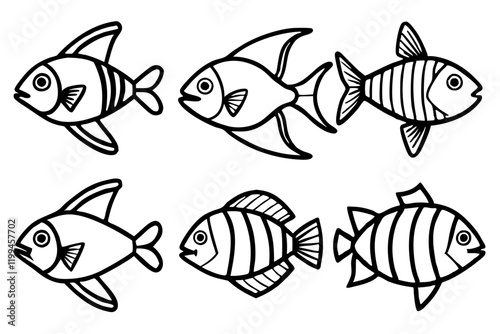 Fish Line Art Vector Bundle