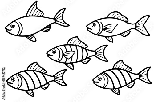 Fish Line Art Vector Bundle