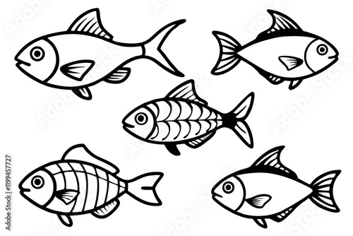 Fish Line Art Vector Bundle