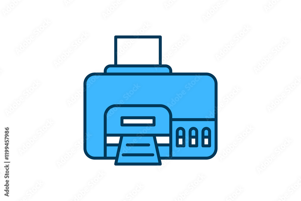 Printer icon. icon related to Office. suitable for web site, app, user interfaces, printable etc. flat line icon style. simple vector design editable Printer icon. icon related to Office. suitable for web site, app, user interfaces, printable etc. flat line icon style. simple vector design editable