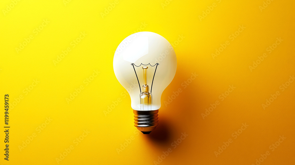 Illuminating Ideas: A Glowing Lightbulb on Vibrant Yellow Illuminating Ideas: A Glowing Lightbulb on Vibrant Yellow