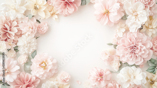 パステルピンクの花で囲まれた背景