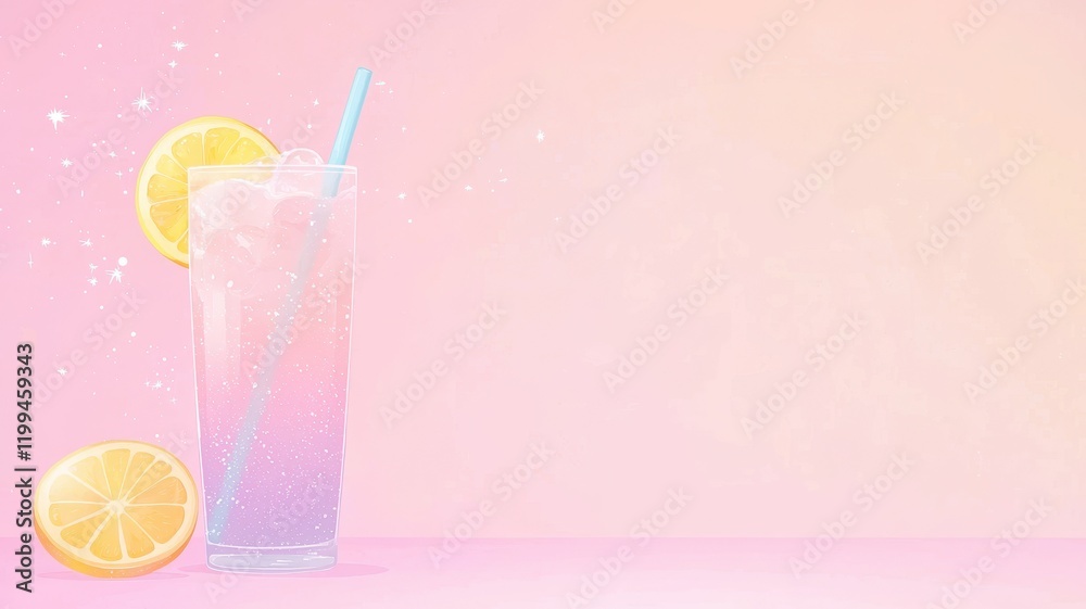 A refreshing glass of lemonade with a slice of lemon, set against a pastel pink background, perfect for summer vibes. A refreshing glass of lemonade with a slice of lemon, set against a pastel pink background, perfect for summer vibes.