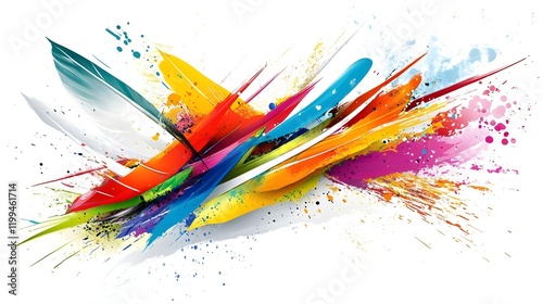 A vibrant abstract design featuring splashes of color and dynamic brush strokes. photo