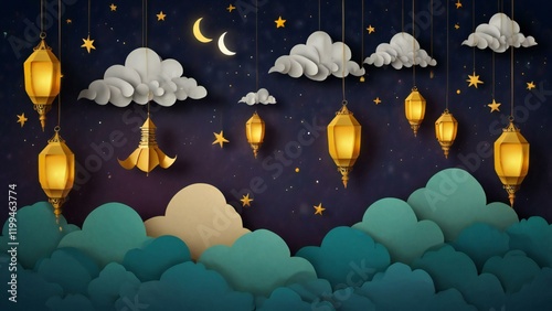 scene with moon and stars