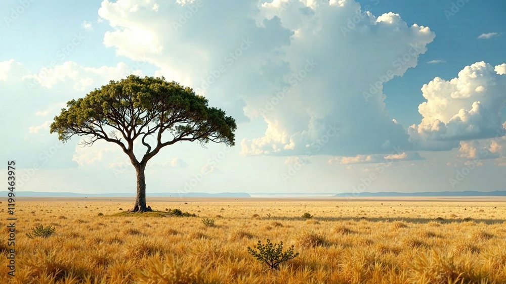 Fototapeta premium Golden Savanna Acacia Sentinel