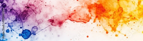 A vibrant abstract splash of colors blending seamlessly, showcasing hues of blue, purple, orange, and pink against a white background.