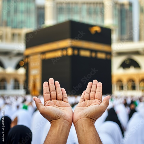 Pilgrim at the Kaaba in Mecca worship photo