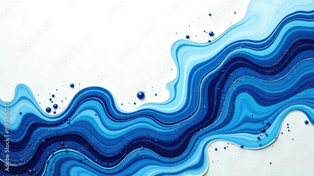 Fototapeta premium Blue Liquid Marble Flowing Art Background