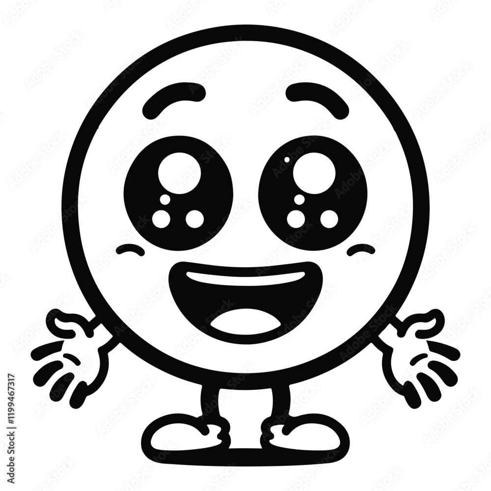 A cartoon character with large eyes and a big smile. A cartoon character with large eyes and a big smile.