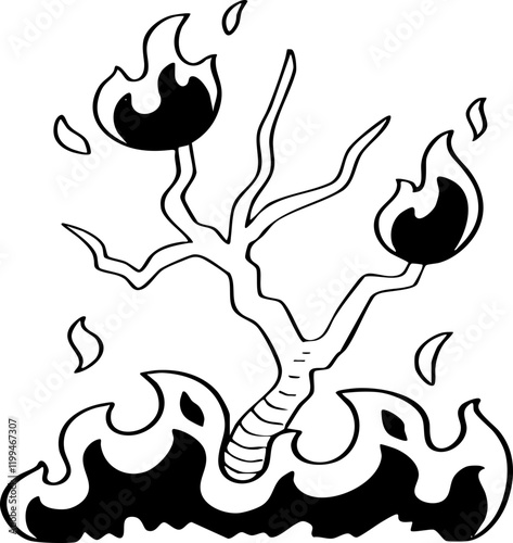 hand drawn cartoon vector of wildfire illustration.