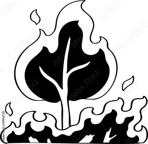 hand drawn cartoon vector of wildfire illustration.