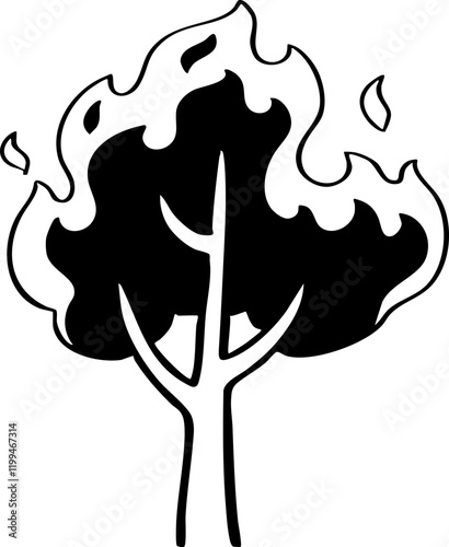 hand drawn cartoon vector of wildfire illustration.