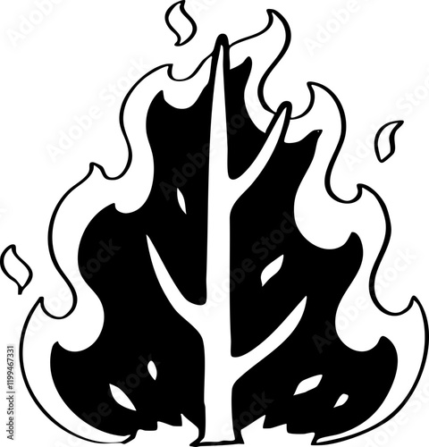 hand drawn cartoon vector of wildfire illustration.