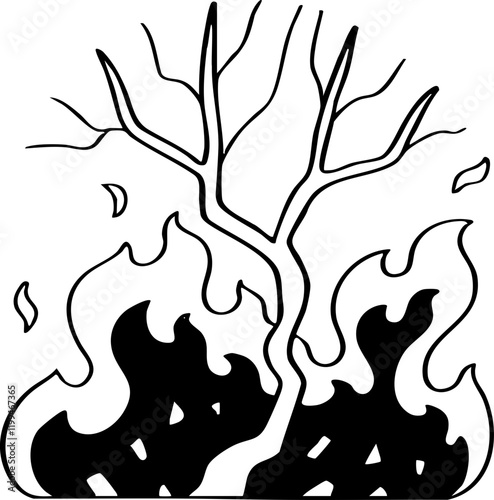 hand drawn cartoon vector of wildfire illustration.