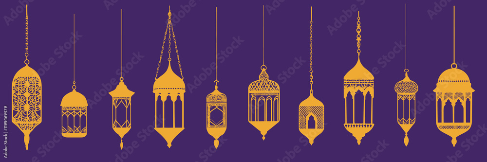 Fototapeta premium Elegant lanterns silhouette design, vector element set