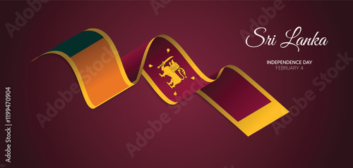 Sri lanka Flag ribbon vector Independence Day 4 February poster