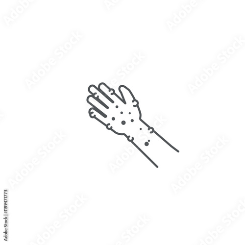 vector design outline hands are exposed to diseases, allergies itching, germs etc.