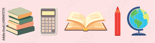 Educational tools for global learning, vector element set