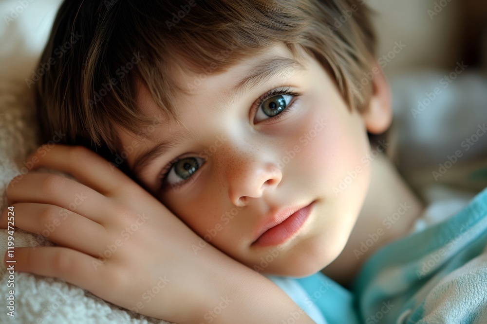 Portrait of pensive child resting head on hand Portrait of pensive child resting head on hand