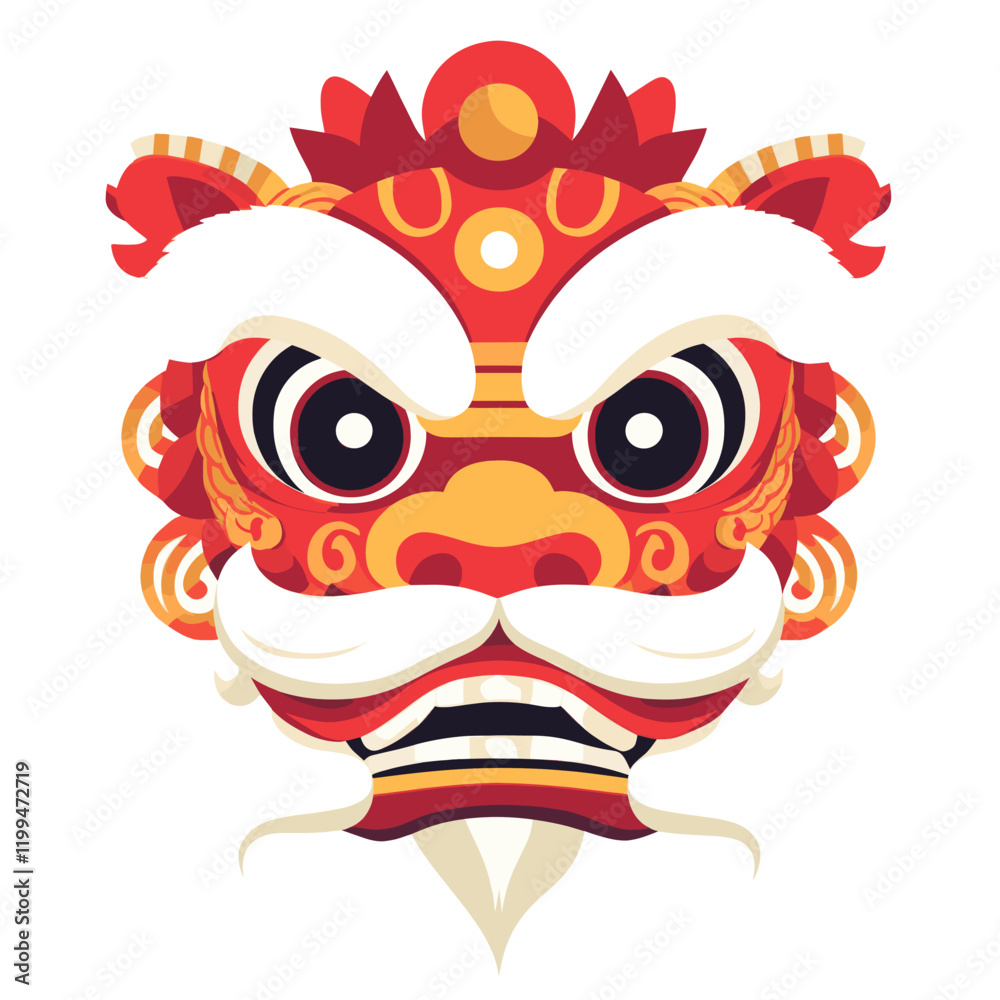 Fototapeta premium Chinese lion head illustration chinese year vector