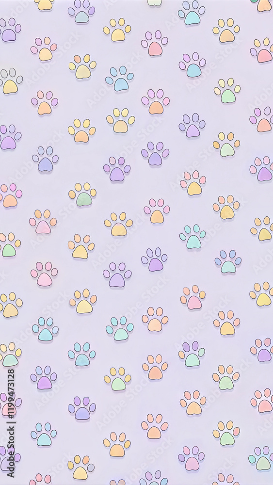 Pastel paw print pattern on light purple background Pastel paw print pattern on light purple background
