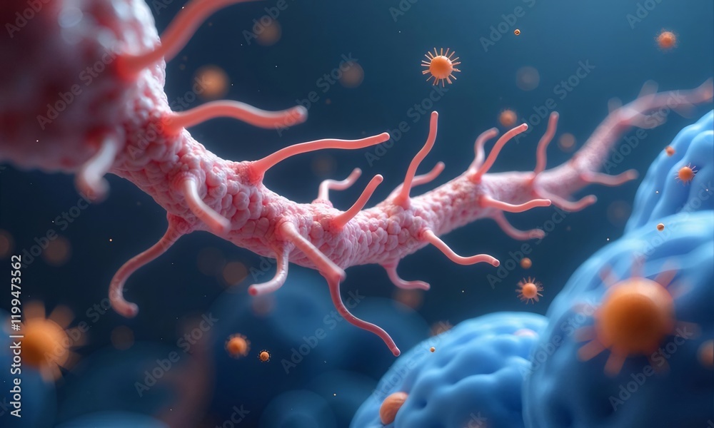 Microscopic view of virus infecting cells. Microscopic view of virus infecting cells.
