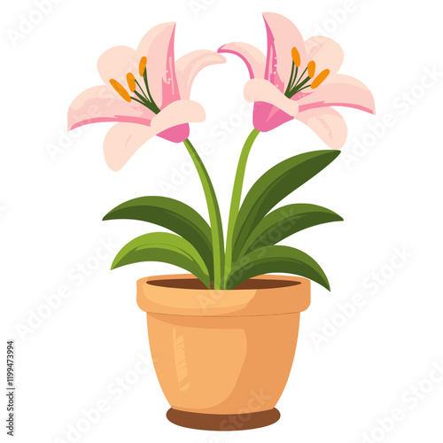 Lily flower potted plant lilies illustration art vector