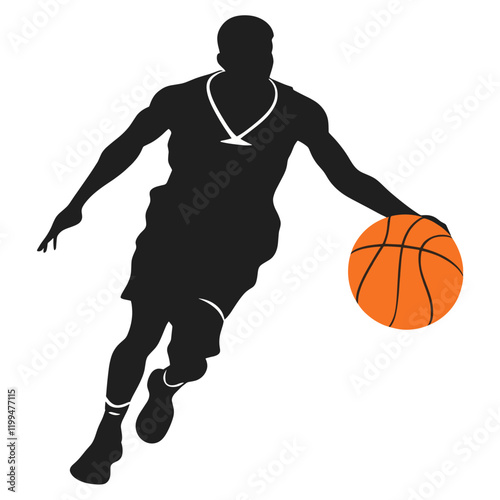 Silhouette of basketball player sports illustration dribbling vector