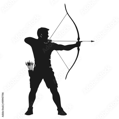 Silhouette archery sports arrow vector