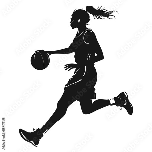 Silhouette of female basketball player sports illustration clothing vector