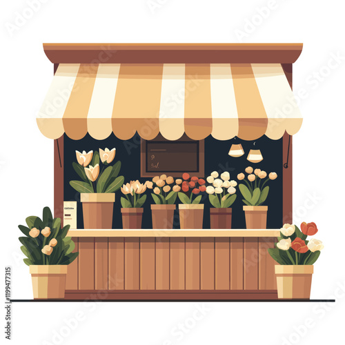 Flower shop illustration flowers awning vector
