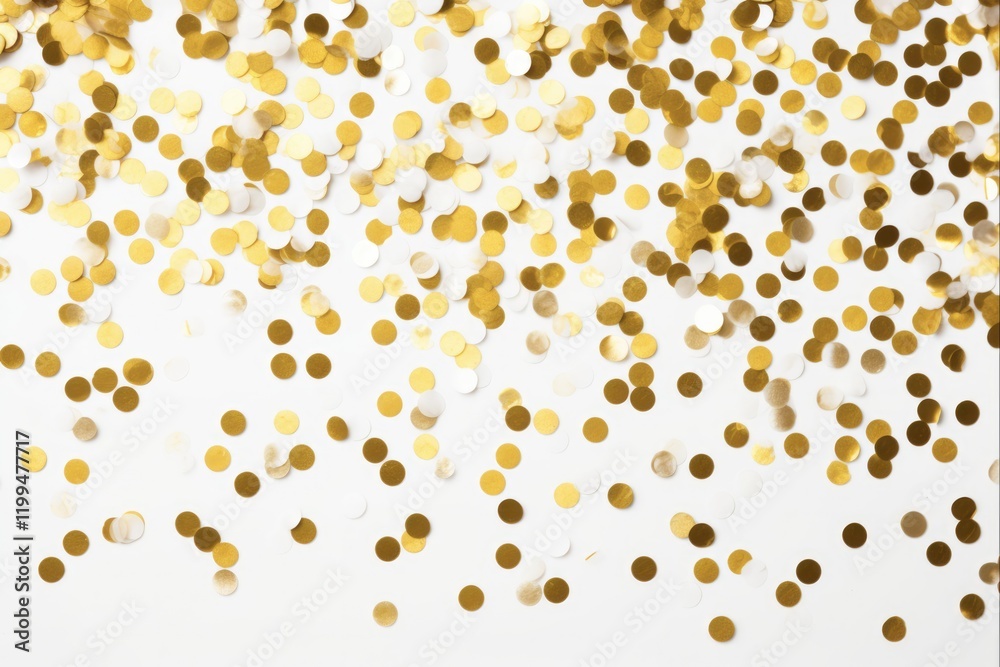 Golden Foil Confetti on White Abstract Background. Perfect for Celebrations, Holidays, and Parties Golden Foil Confetti on White Abstract Background. Perfect for Celebrations, Holidays, and Parties