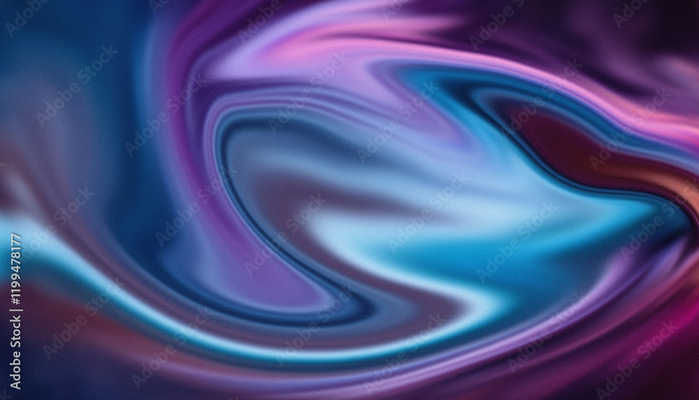 Naklejka premium A smooth, flowing wave of purple, pink, and blue satin fabric with soft textures and a blurred, swirling pattern creating a silky and elegant backdrop