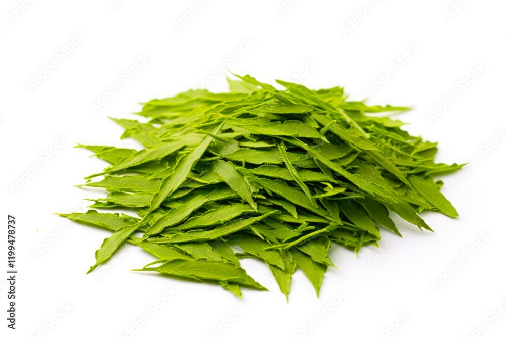 Green Sencha Tea Leaf with Antioxidant Properties Isolated on White Background with Shadow - Fresh and Healthy Food Option Green Sencha Tea Leaf with Antioxidant Properties Isolated on White Background with Shadow - Fresh and Healthy Food Option