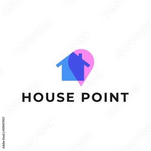 House point logo design vector template. Pin icon with home combination. .