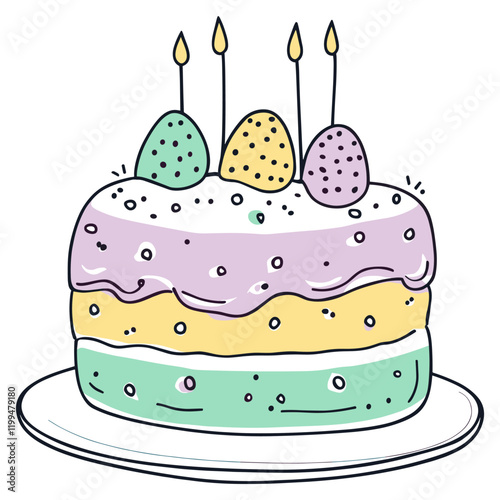 Easter cake illustration dessert festive vector