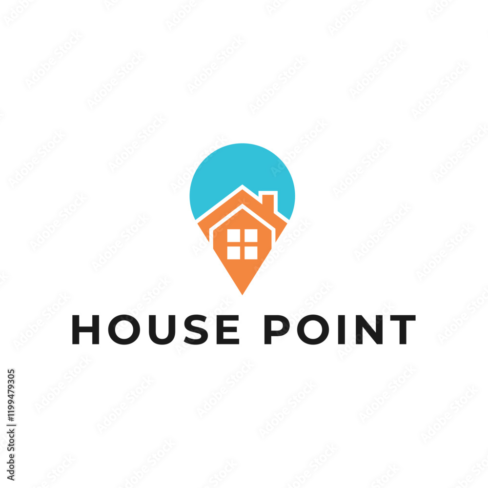 Fototapeta premium House point logo design vector template. Pin icon with home combination. .