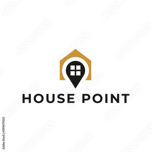 House point logo design vector template. Pin icon with home combination. .